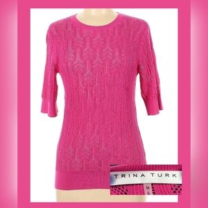 Trina Turk Open Knit Top, Medium, Pink 🩷